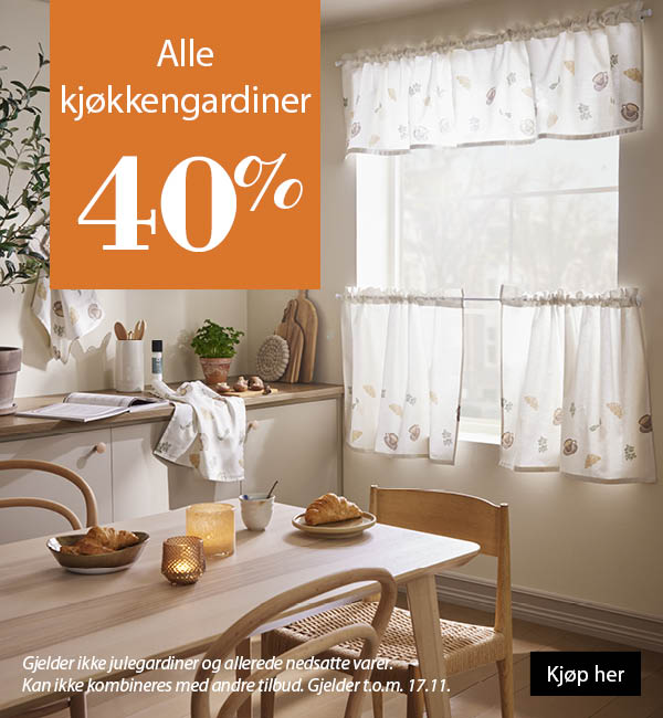 Kjøkkengardiner 40%