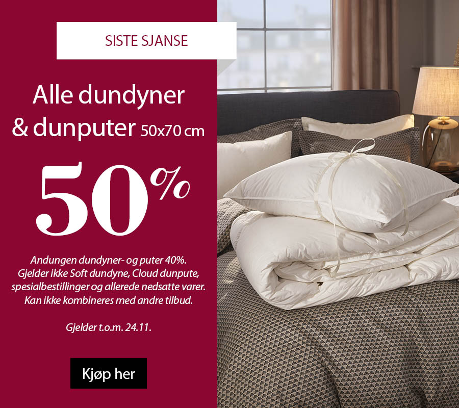 Dundyner og dunputer 50%